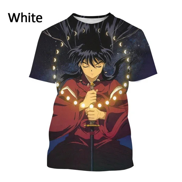 T-shirt imprimé 3D Inuyasha style anime d'été Harajuku décontracté