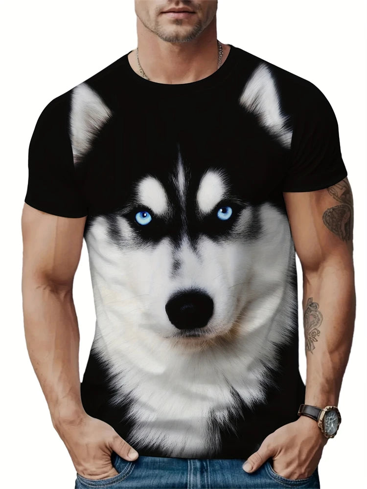 Hip-Hop Style Cartoon Bear Print T-Shirt Men’s Oversized Street Fashion Tee