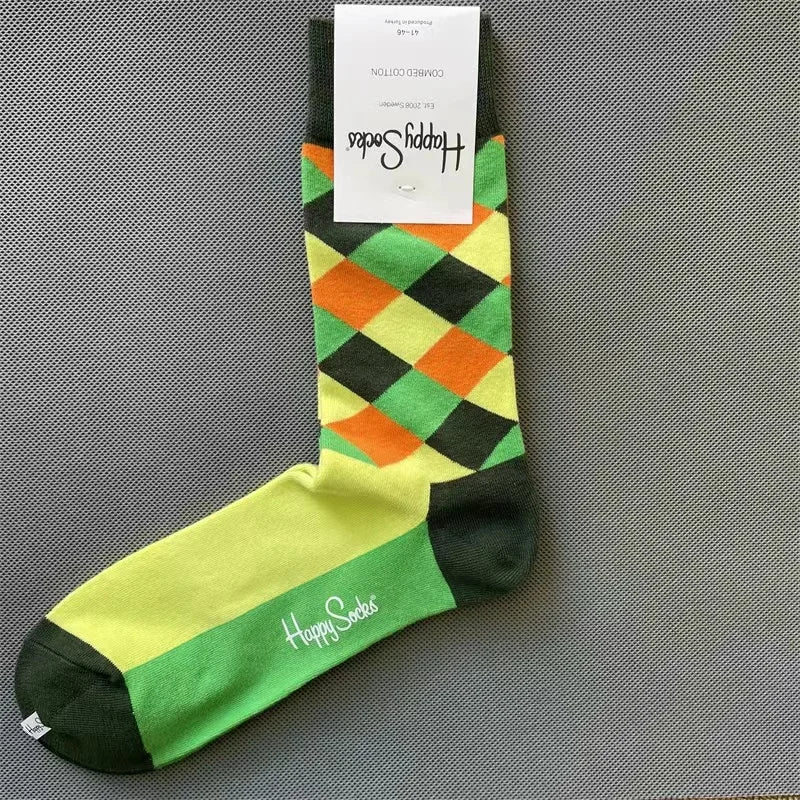 Diamond Check Happy Socks für Herren – Geometrische Sportsocken aus Baumwolle (Größe 41–46)