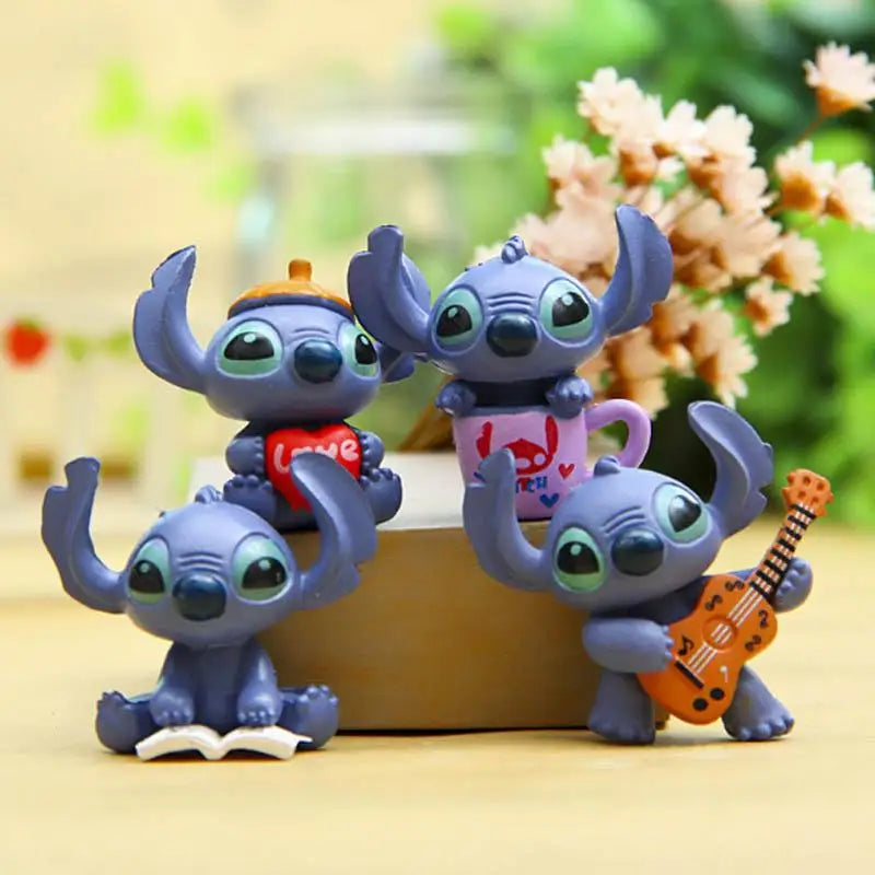 Heiße 4-teiliges Set Mini Stitch Figur Spielzeug Set Anime Stitch Action Spielzeug