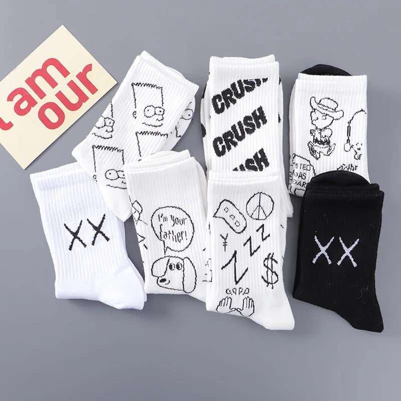 Frühling & Herbst INS Tide Cartoon Tube Socken – Dünne Baumwoll-Sportsocken für Damen & Herren