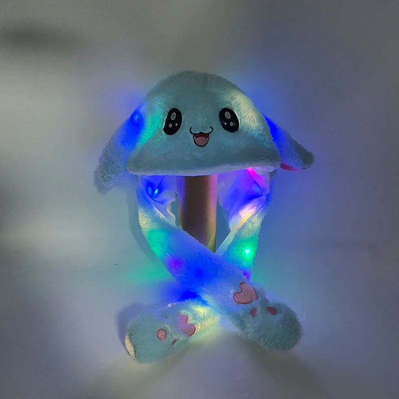 Chapeau de lapin en peluche à LED avec oreilles de lapin lumineuses – Joli chapeau de cosplay d'hiver pour adultes et enfants