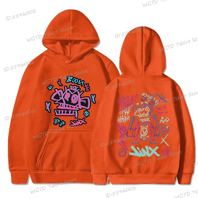 Arcane Jinx Anime Hoodie – Lässiger Pullover für Männer und Frauen, Streetwear für Spieleliebhaber und Fans