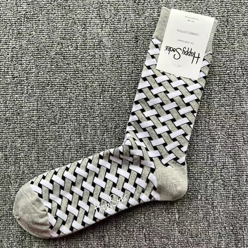 Diamond Check Happy Socks für Herren – Geometrische Sportsocken aus Baumwolle (Größe 41–46)
