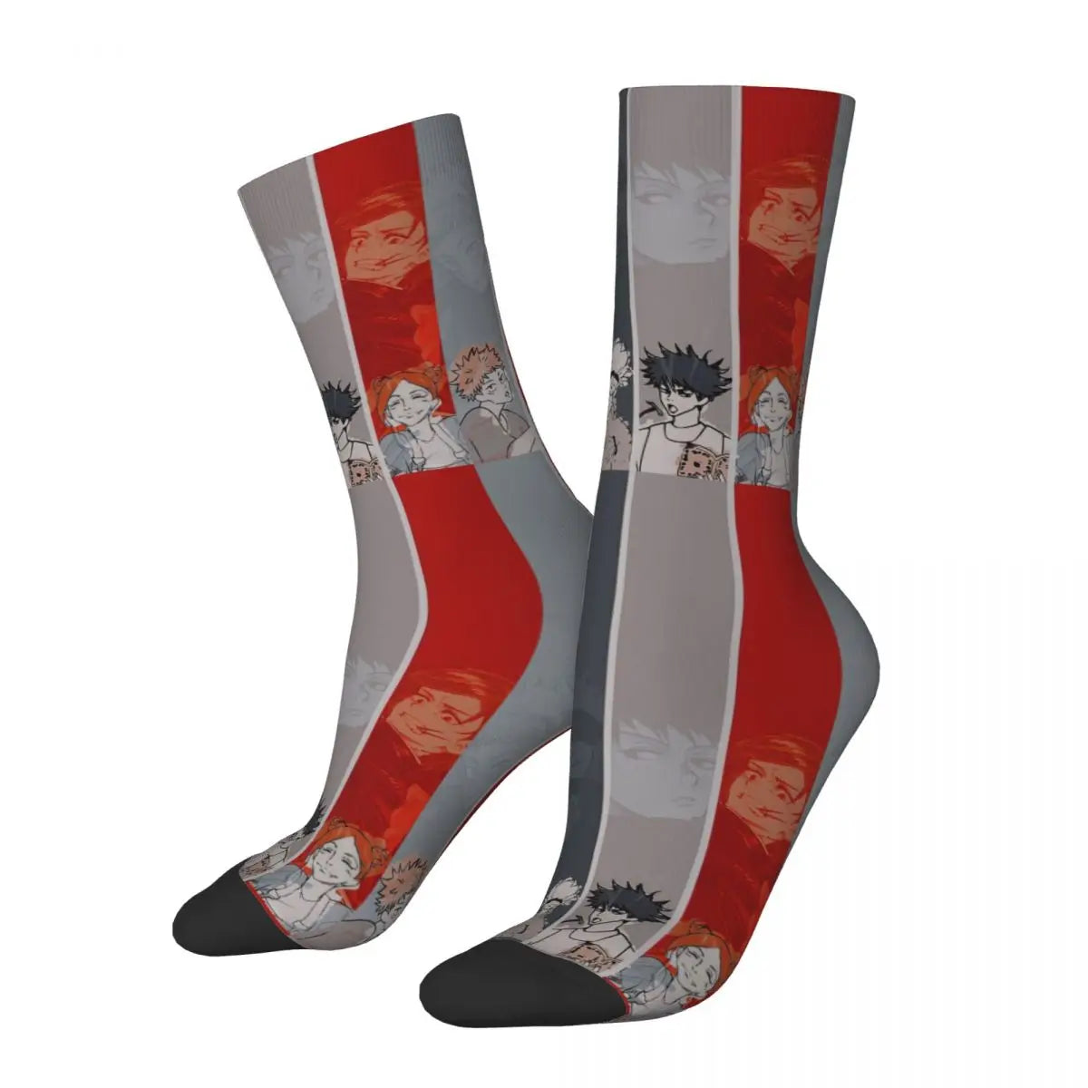 Retro Jujutsu Kaisen Sportsocken – Niedliche Gojo Sensei Polyester-Mittelröhre, Unisex & Schweißabsorbierend