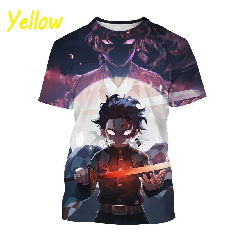 Demon Slayer Kamado Tanjirou T-Shirt 3D Printed Personality Round Neck