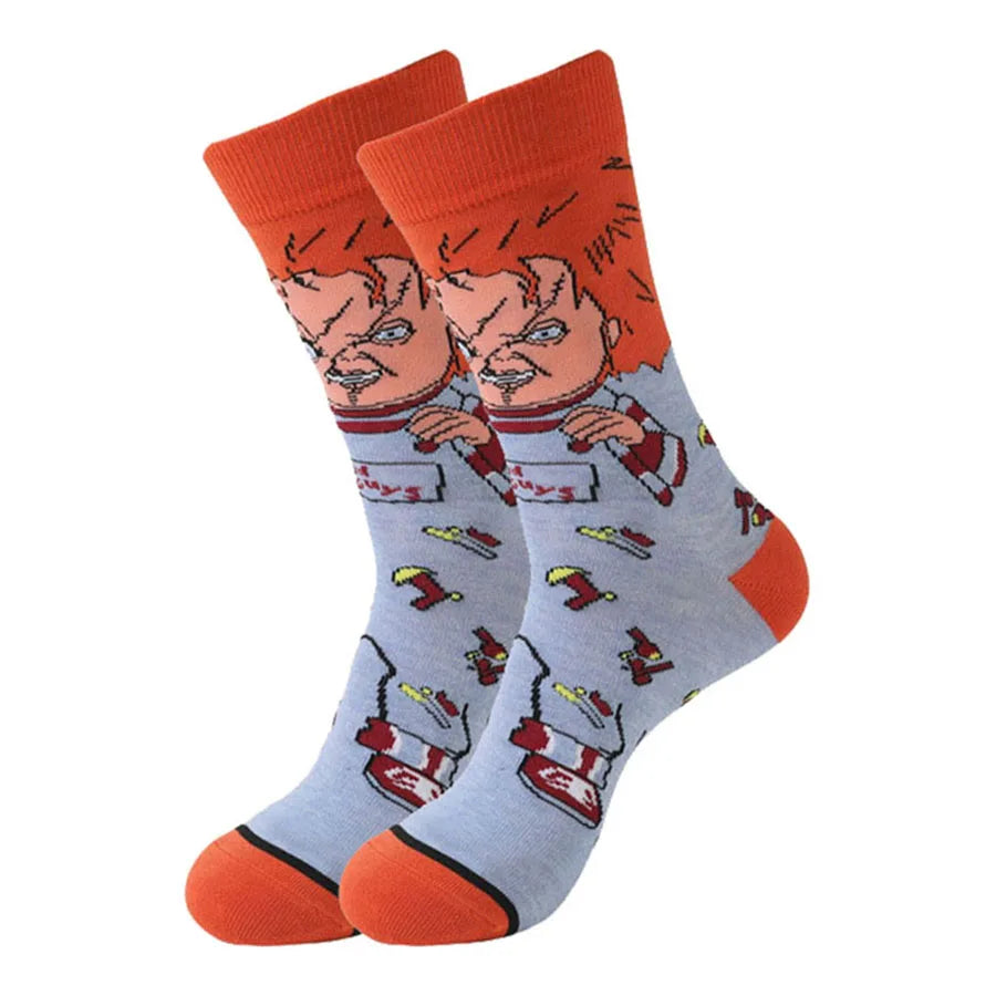 Chucky Cartoon-Socken – Anime-Gamer, Street Fashion Hip-Hop, originelle, lustige Designer-Socken
