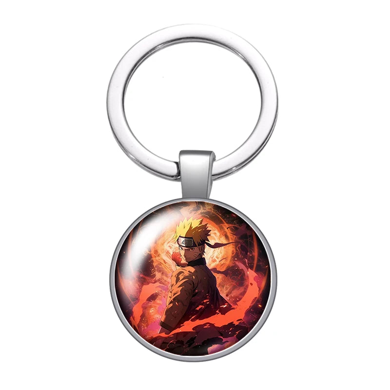 MINISO Naruto Anime Uzumaki Kakashi Uchiha Foto Glas Cabochon Schlüsselanhänger Tasche Auto Schlüsselanhänger Ringhalter