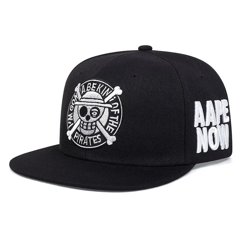 Anime ONE PIECE Baseballkappe – Snapback-Mütze mit Luffy-Totenkopf-Stickerei für Männer und Frauen, Hip-Hop-Freizeitgeschenk