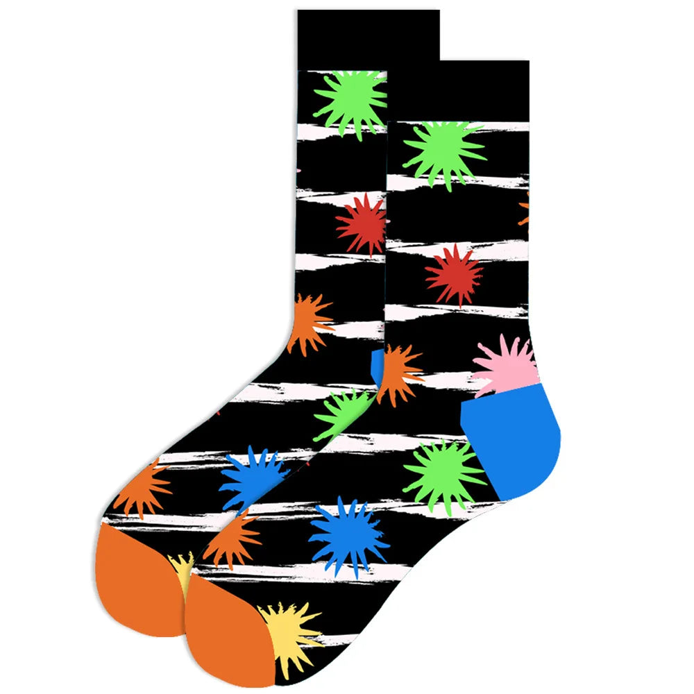 Lustige Streetwear-Socken in großen Größen – Cartoon-Tier- und Obstdesigns, Hip-Hop-Baumwolle