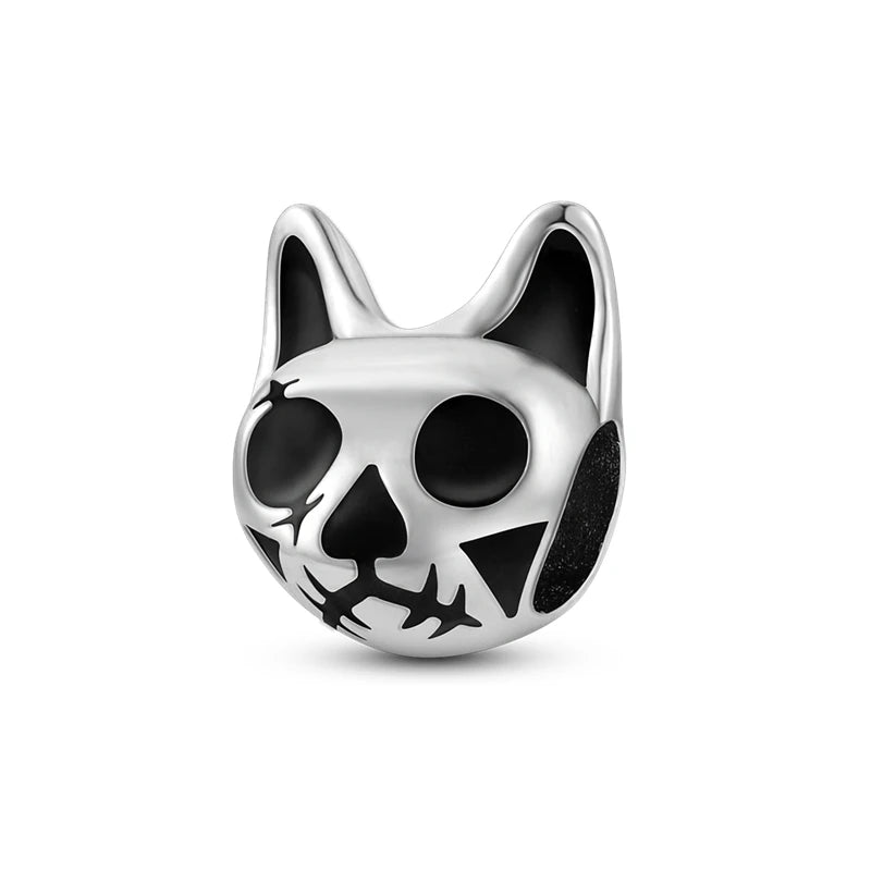 925 Sterling Silber Süßer Katzenanhänger – Pfotenabdruck-Perlenanhänger für selbstgemachte Armbänder