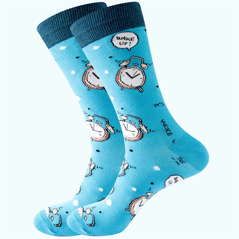 Neuartige Baumwollsocken mit Cartoon-Motiv für Herren 2023 Boxing Dollars Schachbretter Tier Große Größe Lange Socken