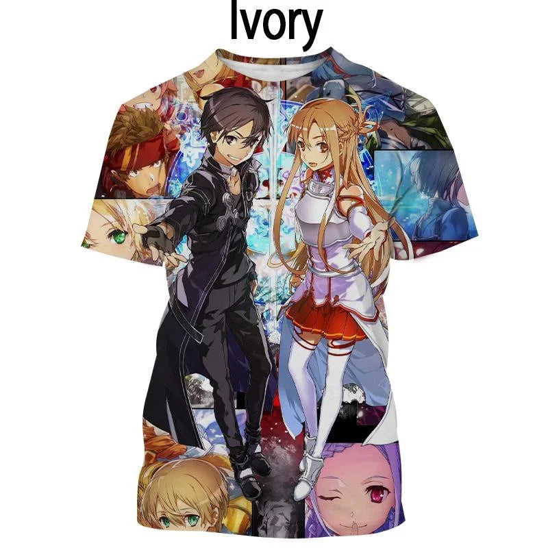 T-shirt Kirito & Asuna Sword Art Online Haut décontracté à manches courtes