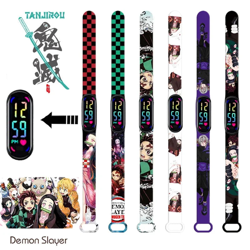 Pokémon & Demon Slayer LED-Uhr – Tanjirou & Nezuko Silikon-Touchscreen, wasserdicht, Sportgeschenk