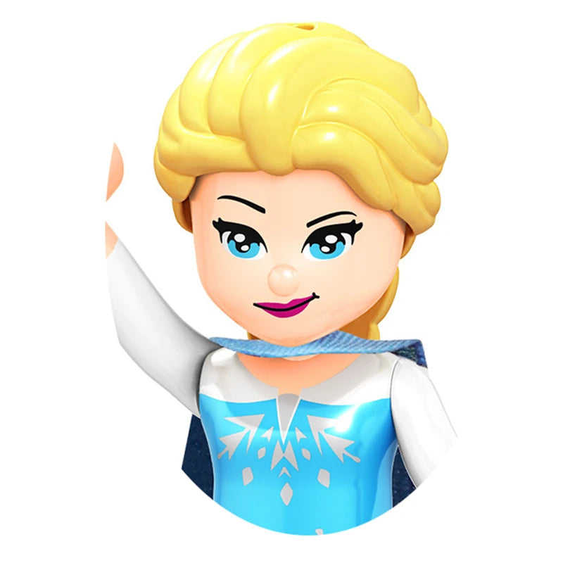 Modèles de mini briques de princesse animée – Belles figurines de filles et blocs de construction sur le thème de la neige pour enfants