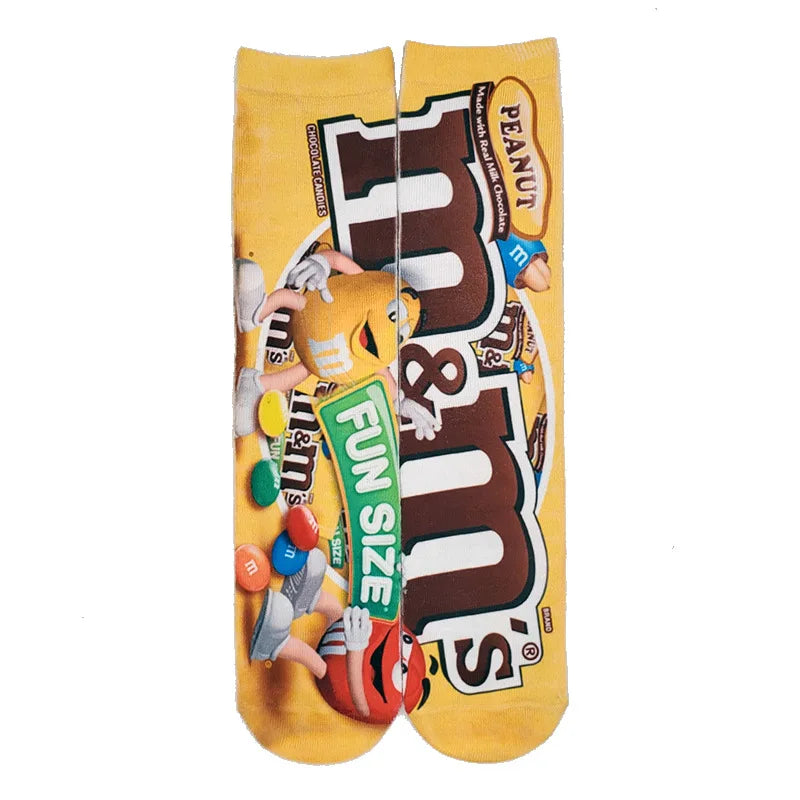 1 Pair Art Socks Potato Chips Knee High Socks Cotton Art Long
