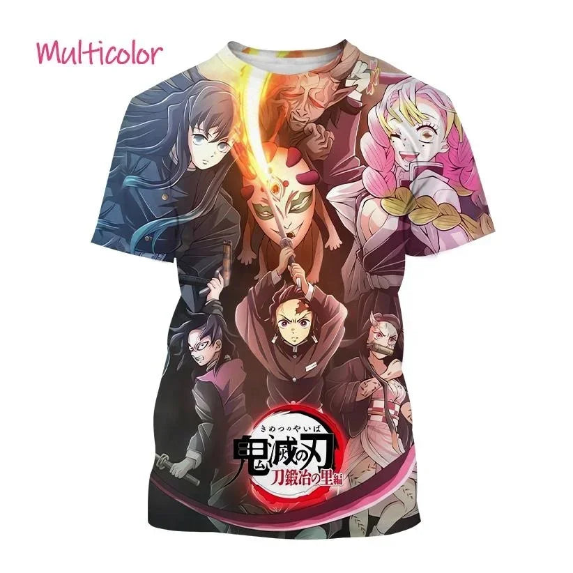 Demon Slayer 3D Print T-Shirt New Anime Fashion Harajuku Casual Street Tee