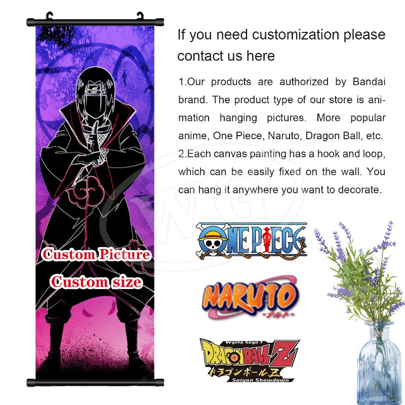 Bandai Anime Canvas Naruto Painting Kakashi Picture Hanging Scrolls Home Decor Wall Artwork