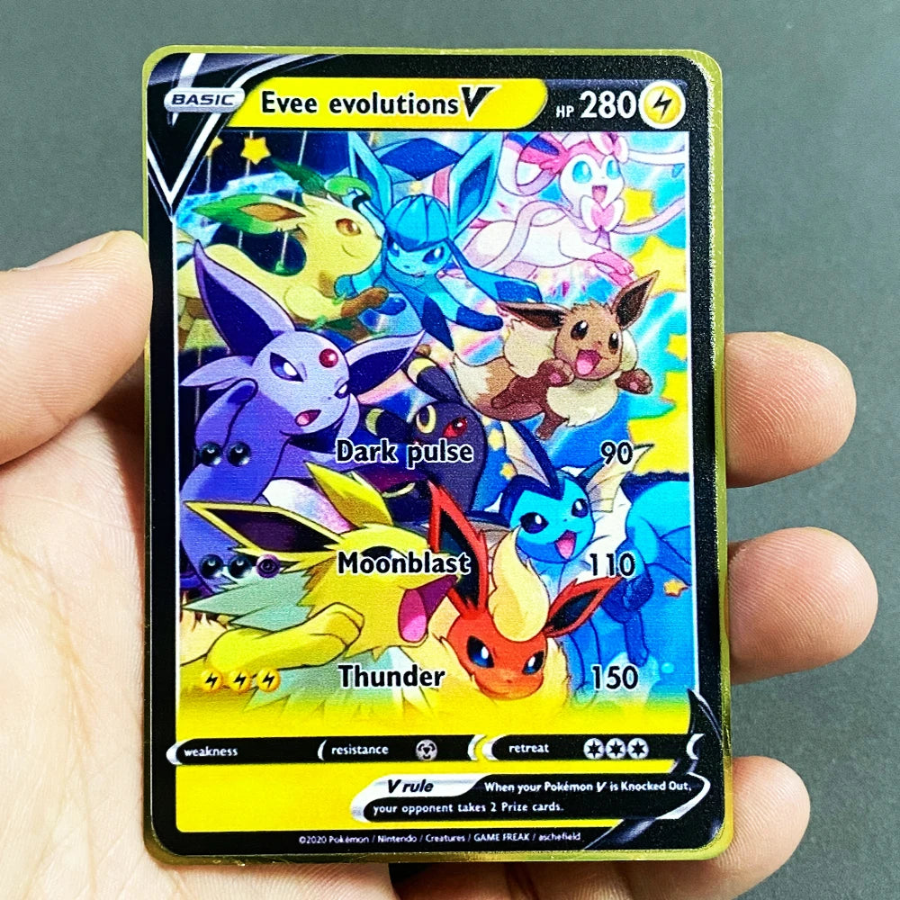 Pokemon Metall Karten Englisch Anime Pikachu Charizard Vmax GX V Buchstaben Spiel Sammlung Karte Kind