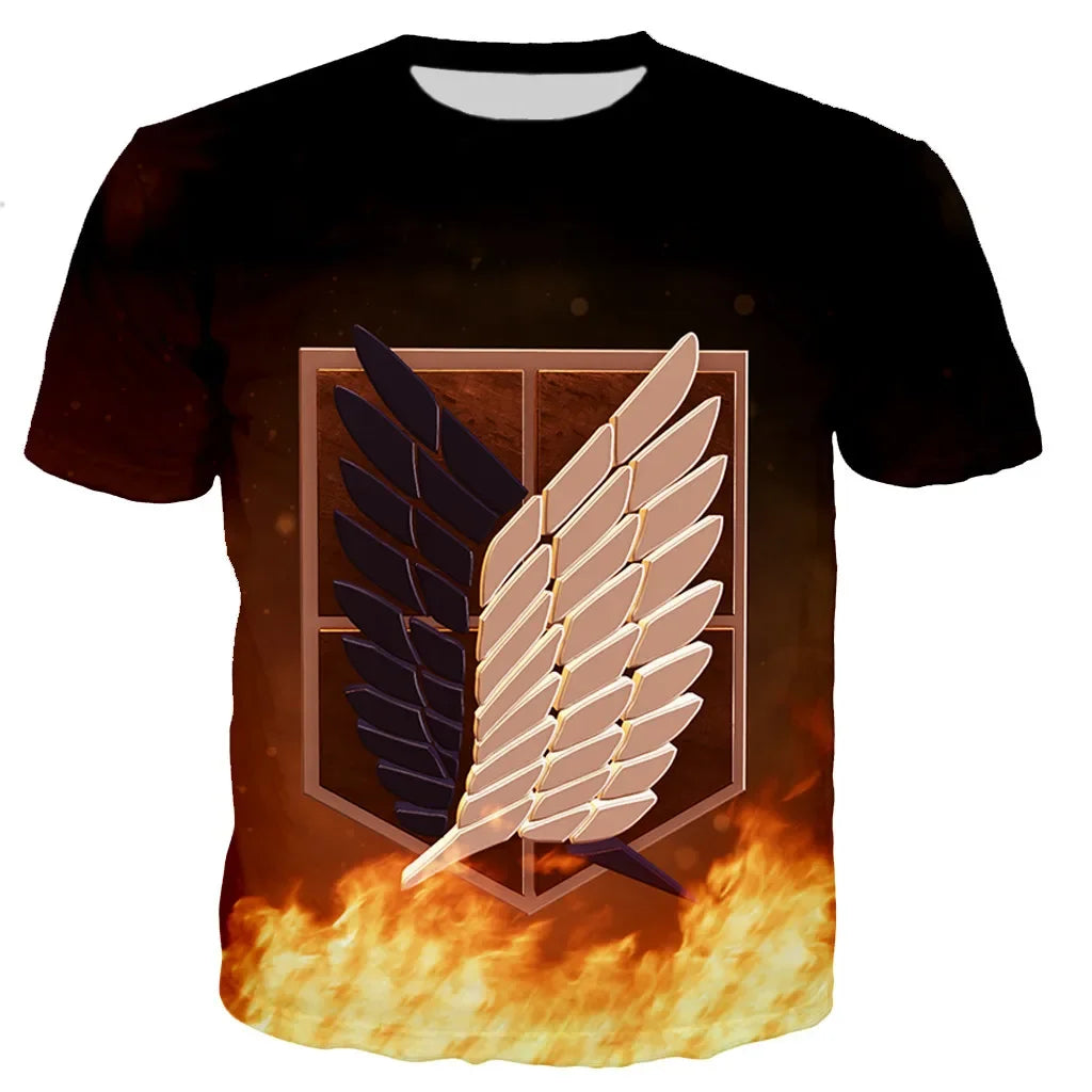 Attack on Titan 3D Print T-Shirt – Casual Harajuku Streetwear