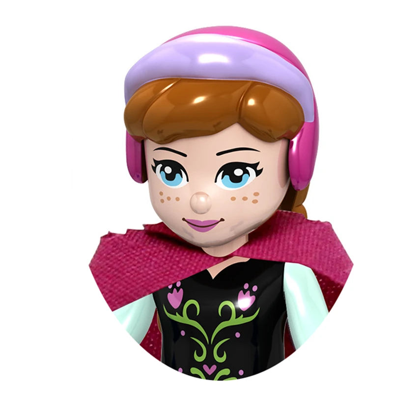 Modèles de mini briques de princesse animée – Belles figurines de filles et blocs de construction sur le thème de la neige pour enfants
