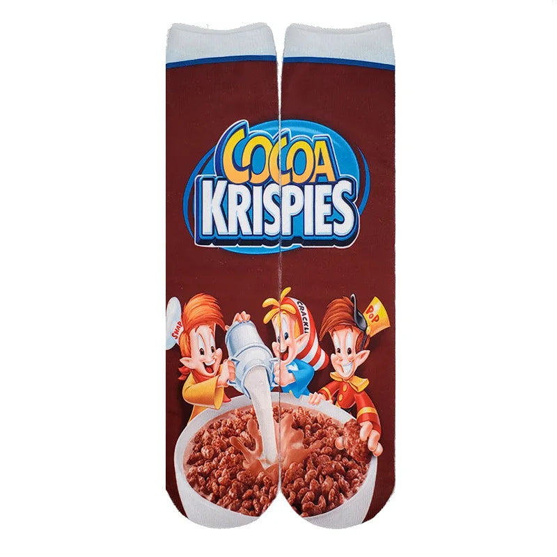 1 Pair Art Socks Potato Chips Knee High Socks Cotton Art Long