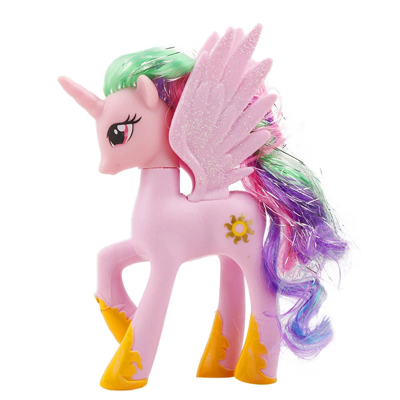 Figurines d'action My Little Pony – Rarity, Applejack, Rainbow Dash, Princesse Celestia Poupées modèles d'anime pour enfants et filles Cadeaux