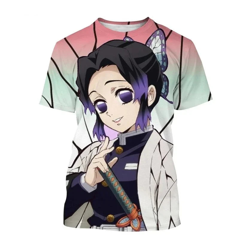 Chemise De Manga Courte Avec Estampado 3D De Anime Demon Slayer, Kimetsu No Yaiba, Kamado, Nezuko, Kochou, Shinobu
