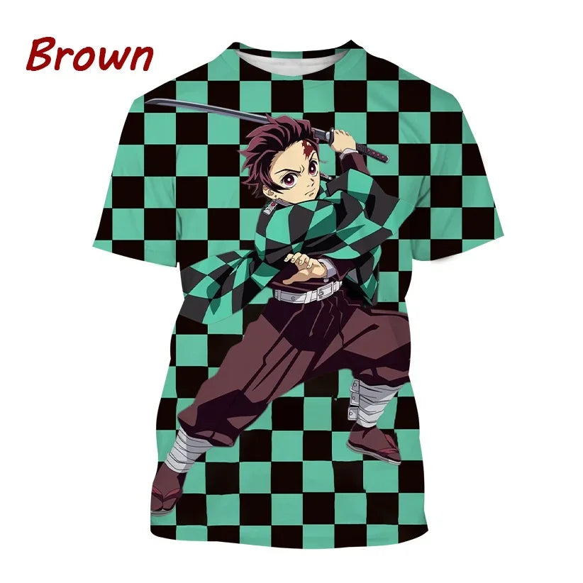 Demon Slayer Kamado Tanjirou T-Shirt 3D Printed Personality Round Neck