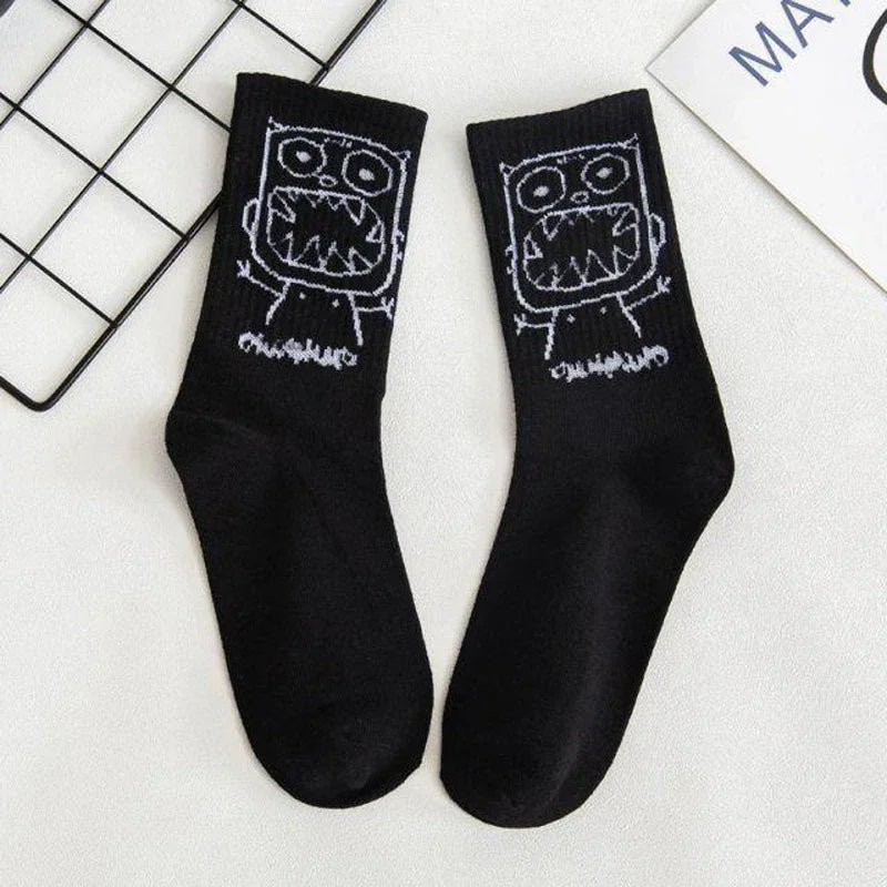 Anime Devil Grimace Socken – Baumwolle Harajuku Graffiti Langer Hip-Hop-Stil