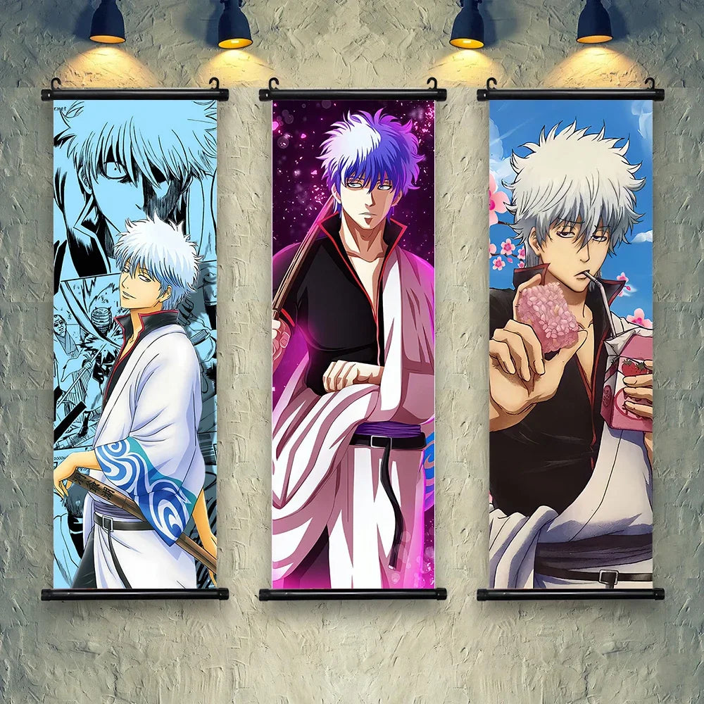 Gintama Gintoki Hanging Scroll Canvas Wall Painting Home Decor Anime Poster Wall Art
