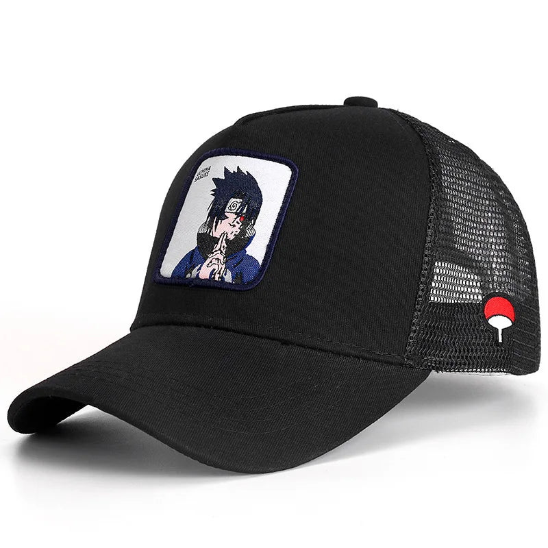 Hochwertige Naruto Uchiha Itachi-Baseballkappe – verstellbare Trucker-Mütze aus Netzstoff für Männer und Frauen | Anime-Hip-Hop-Stil