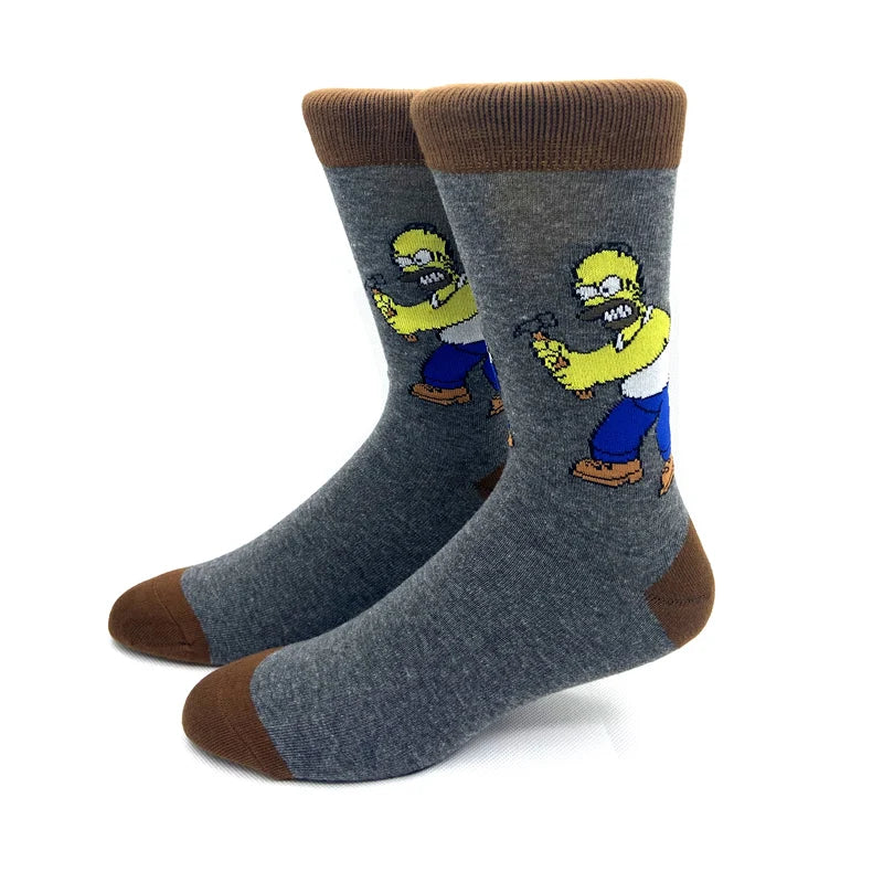 1 Pair The Simpsons Harajuku Socks – Cartoon Middle Tube Cotton for Men & Women