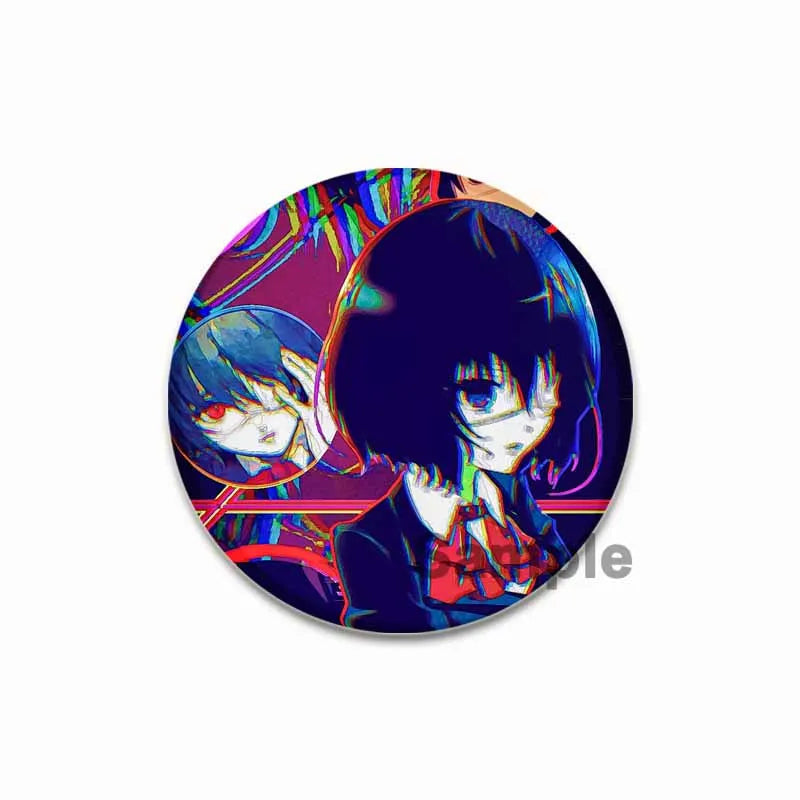 Anime Another Cartoon Character Mei Misaki Anstecknadel, kreative runde Brosche für Rucksack-Accessoires, Geschenke, 32/44/58 mm Größe