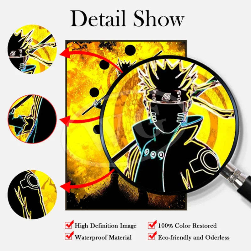 Bandai Anime Canvas Naruto Painting Kakashi Picture Hanging Scrolls Home Decor Wall Artwork
