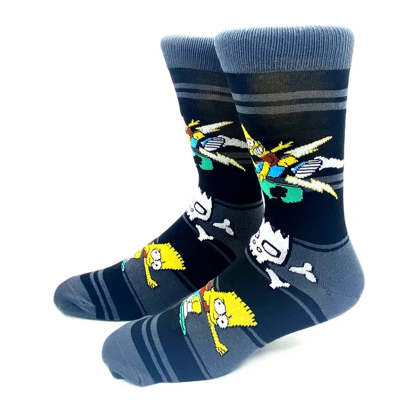 1 Pair The Simpsons Harajuku Socks – Cartoon Middle Tube Cotton for Men & Women