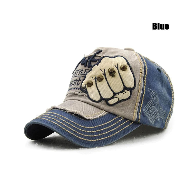 Modische Unisex-Baseballkappe – verstellbarer Hip-Hop-Sonnenhut mit Faustnieten-Patch