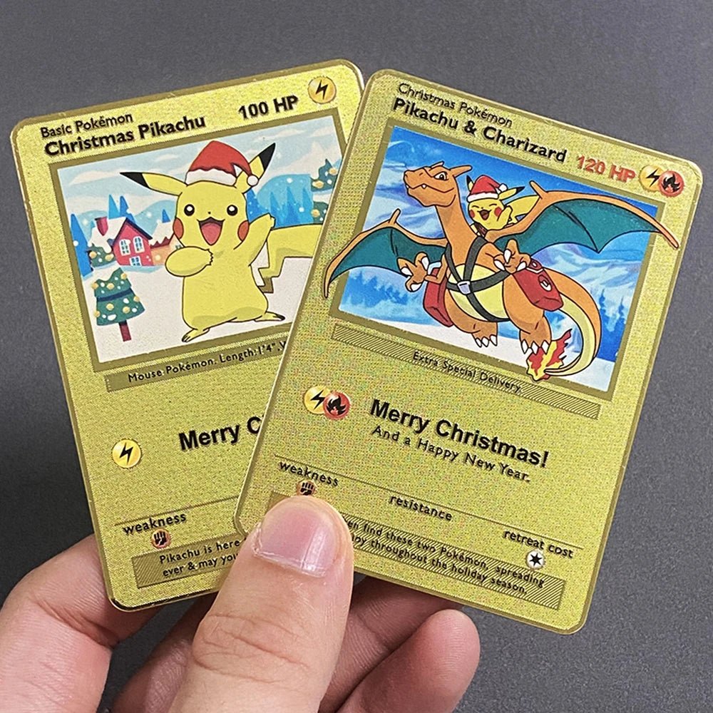 Pokemon Metall Karten Englisch Anime Pikachu Charizard Vmax GX V Buchstaben Spiel Sammlung Karte Kind