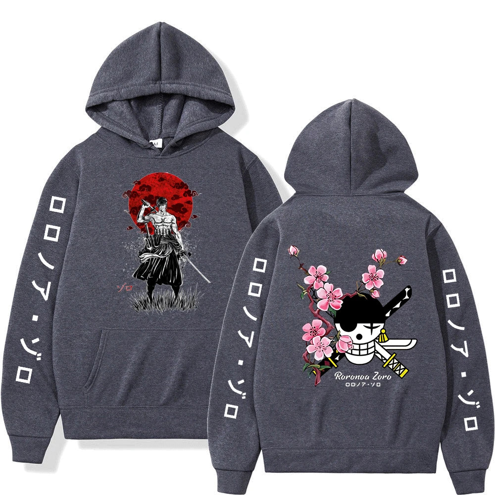 Unisex Japanischer Anime One Piece Hoodie Sweatshirt Lässige Mode Luffy Roronoa Zoro Sanji Harajuku Hoodies für Männer und Frauen