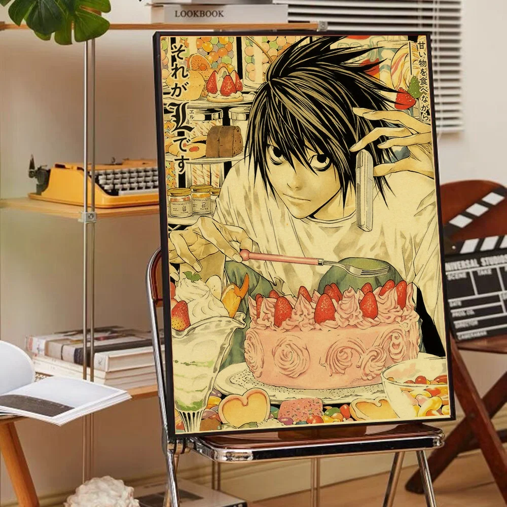 Anime Death Note, klassisches Filmposter, Wandkunst, Gemälde in HD-Qualität, fürs Arbeitszimmer, nordische Wohndekoration