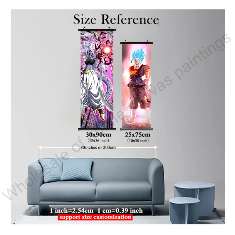 Canvas Hanging Scrolls Poster Home Decor JK Anime Print Dragon Ball Z