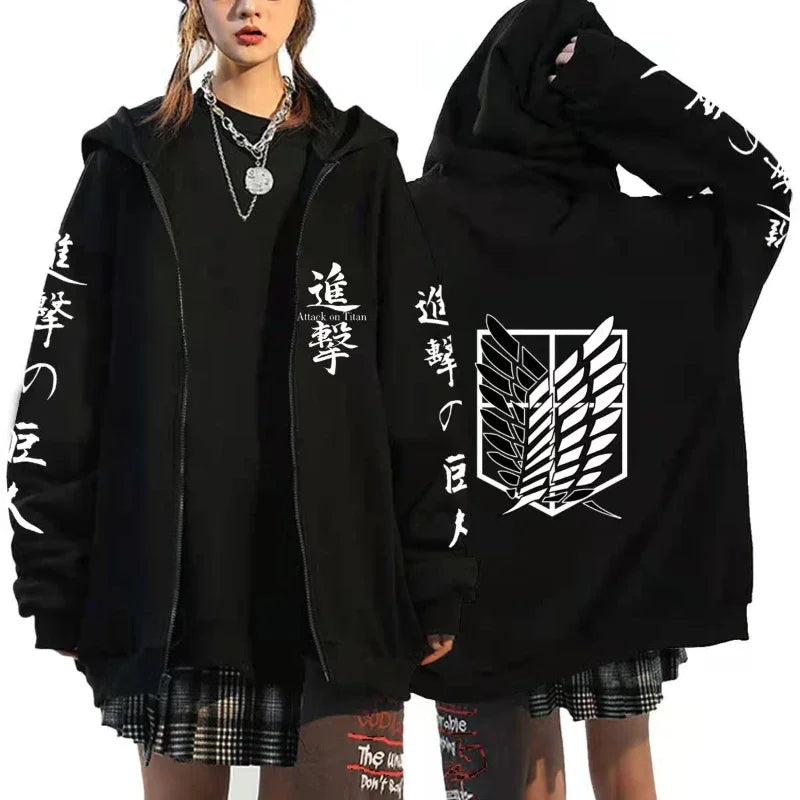 Attack on Titan Anime Hoodie mit Reißverschluss – Europäischer und amerikanischer Sportmantel, Rollenspielkleid für Herren