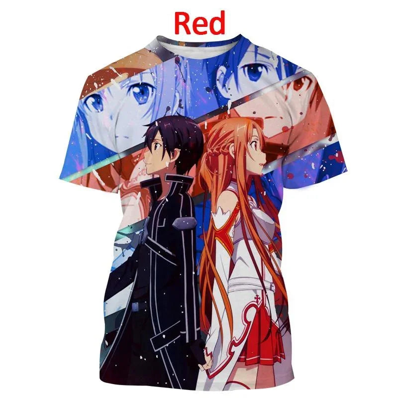 T-shirt Kirito & Asuna Sword Art Online Haut décontracté à manches courtes