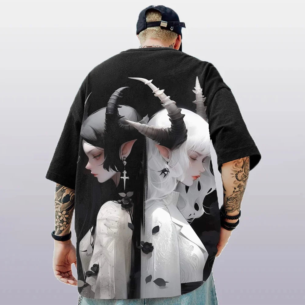 T-shirt d'été pour hommes avec imprimé anime 3D surdimensionné, haut décontracté tendance
