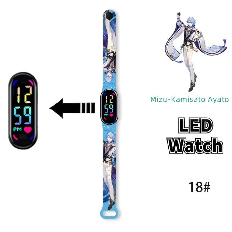 Pokémon & Demon Slayer LED-Uhr – Tanjirou & Nezuko Silikon-Touchscreen, wasserdicht, Sportgeschenk