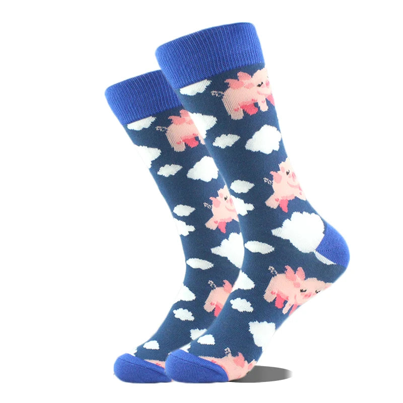Design Ente Lustige Socken Männer Glücklich Musik Bier Zahn Panda Pinguin