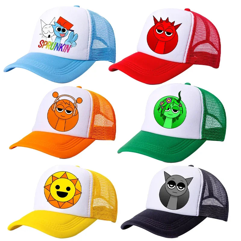 Incredibox Sprunki Kinder-Baseballkappe – Cartoon-Anime, verstellbarer Sonnenhut für Outdoor-Sport und Geburtstagsgeschenke