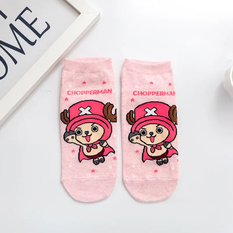 Chaussettes courtes Anime One Luffy Chopper en coton coloré et fin