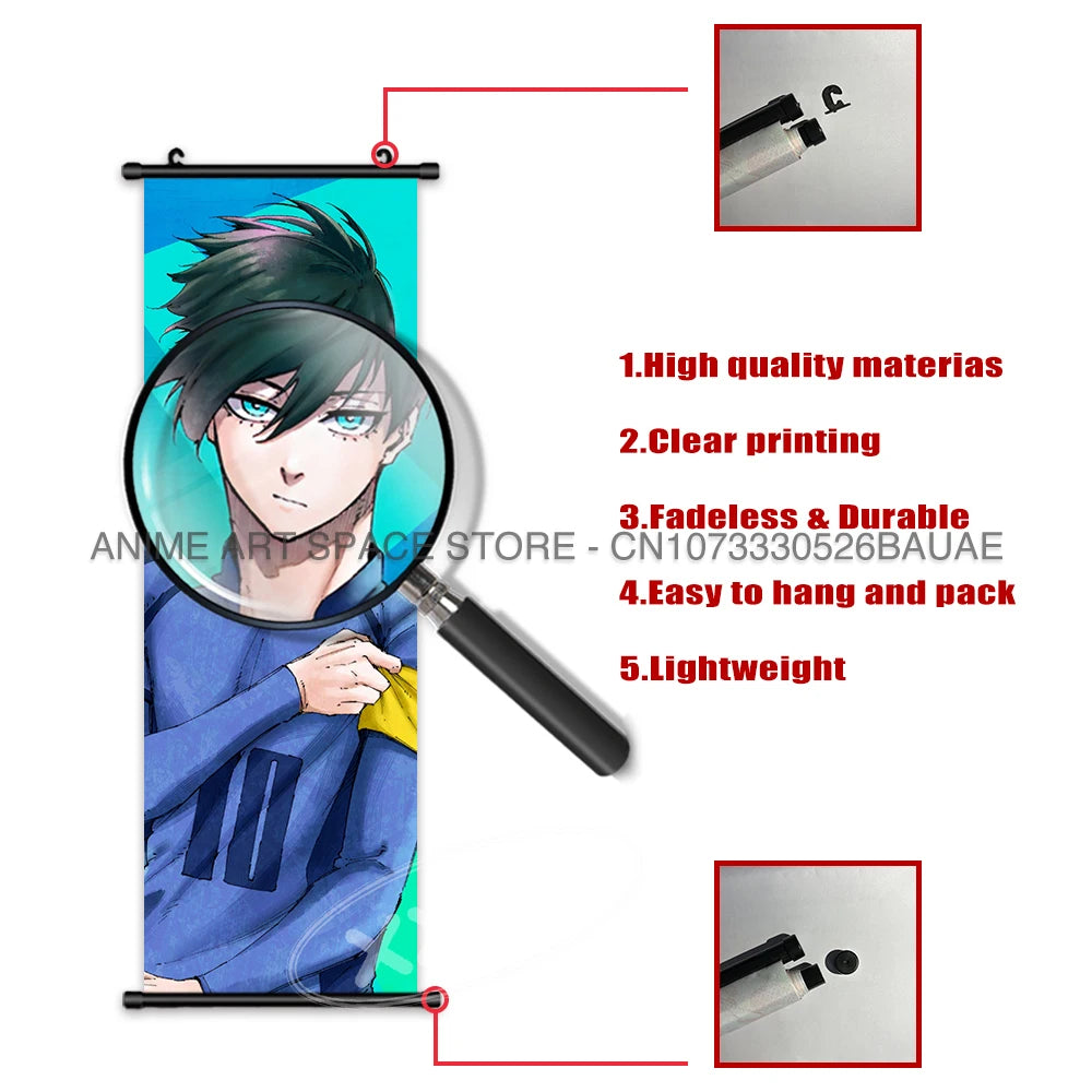 Blue Lock Hanging Painting Anime Poster Wall Art Canvas Scroll Home Decor