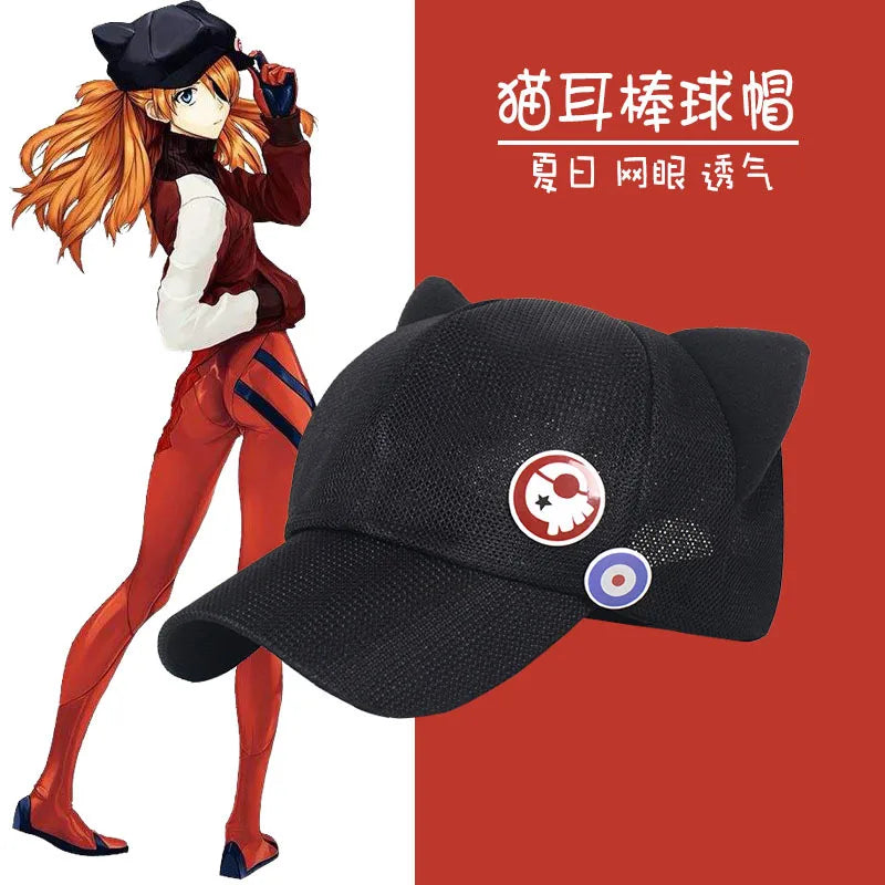Casquette de baseball polaire EVA Shikinami Asuka Cat Ear - Chapeau de cosplay anime pour enfants, cadeau parfait